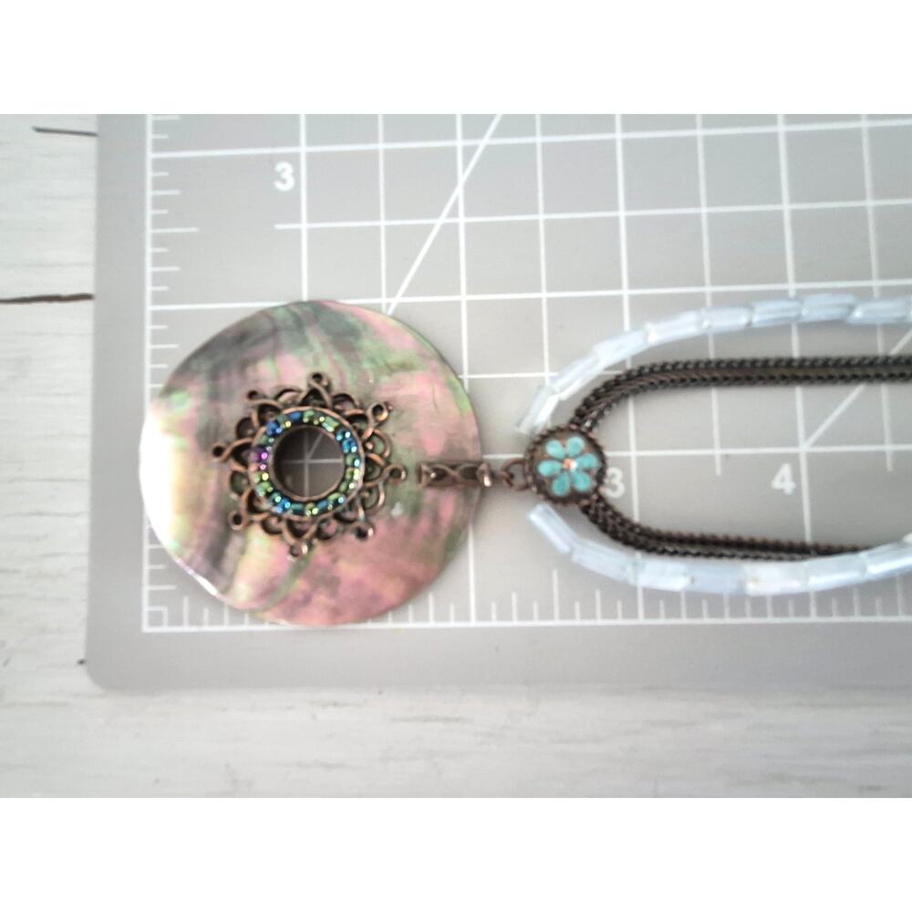 Vintage Avon Abalone and Copper Pendant Necklace - Picture 7 of 8